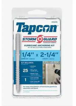 TAPCON 35235 Tapcon Concrete Screw, 1/4" Dia., Hex, 2-1/4 in. L, Steel 25 PK