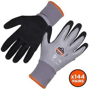 ERGODYNE 7501-CASE Gray Coated Waterproof Winter Work Gloves, L, PK144