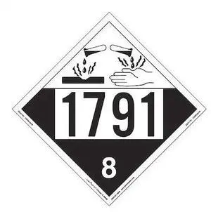 LABELMASTER ZEZ41791 Corrosive Placard,UN 1791,PK25