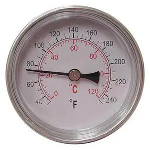 JONES STEPHENS J40703 Dial Thermometer,1/2" MIP