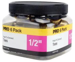 APOLLO FSBT126JR 1/2 in. Brass Push-To-Connect Tee Jar (6-Pack), 6PK