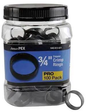 APOLLO APXCR34100JR 3/4 in. Copper Crimp Ring Jar (100-Pack), 100PK