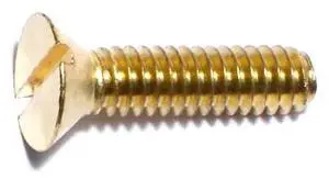 MIDWEST FASTENER 61052 1/4"-20 x 1 in Slotted Flat Machine Screw, Plain Brass,