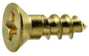 MIDWEST FASTENER 02843 Wood Screw, #4, 3/8 in, Plain Brass Flat Head Phillips