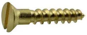 MIDWEST FASTENER 61893 Wood Screw, #6, 3/4 in, Plain Brass Flat Head Slotted