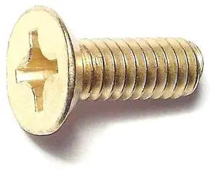 MIDWEST FASTENER 51204 #12-24 x 5/8 in Phillips Flat Machine Screw, Brass