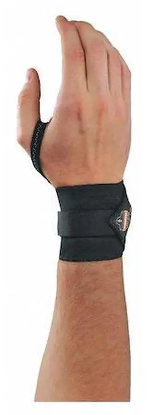 PROFLEX BY ERGODYNE 420 Wrist Wrap,w/Thumb Loop,L/XL,Black,PK6