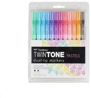 TOMBOW 61501 TWINTONE MARKER, PASTEL, 12PK