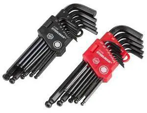 STEELMAN 41938 26-Piece Long Arm Ball End Hex Key Wrench Set, Inch/Metric