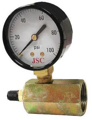 JONES STEPHENS G64100 Gas Test Gauge Assembly,100 PSI