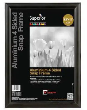 SECO SN8511BLACK Poster Snap Frame, 8.5" x 11", Black