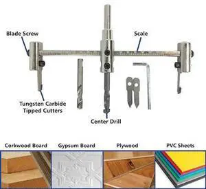 BIG HORN 19239 Adjustable Hole Saw 1-1/2 Inch to 11-3/4 Inch (40mm - 300mm)