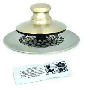 WATCO 58750-PP-BN-G 2.875 in. SimpliQuick Push Pull Bath Stopper, Grid Strain