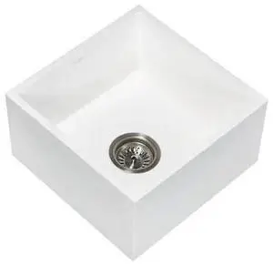 GOURMETIER GKUSA15158 Solid Surface Undermount 15" Square Sgl Bowl Bar Sink W/