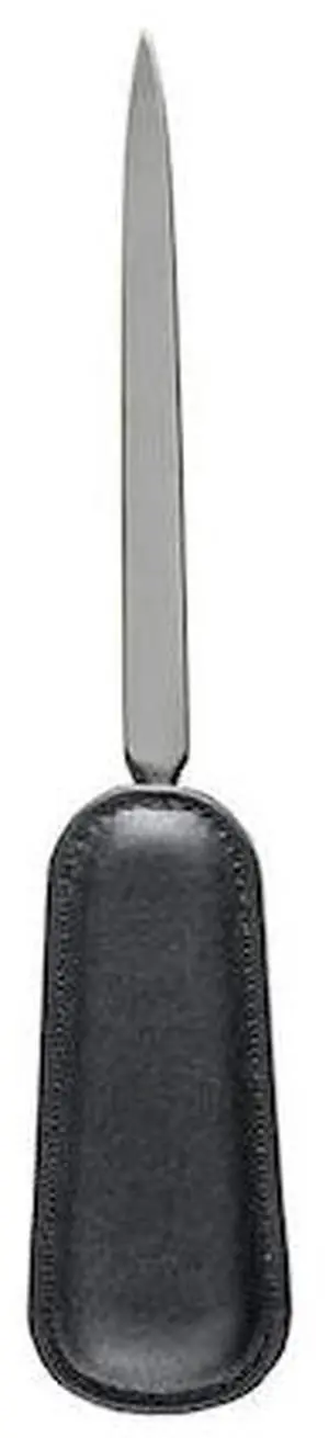DACASSO AG-1019 Classic Black Leather Letter Opener with Silver Blade