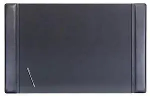 DACASSO PR-1025 Black Leather Side-Rail Desk Pad/Desk Protector, 38" x 24"