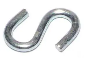 MIDWEST FASTENER 50992 1/8" x 3/8" x 1" Zinc Plated Steel Open S Hooks 100PK
