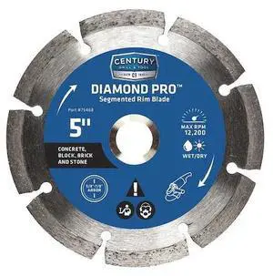 CENTURY DRILL & TOOL 75468 Diamond Rim Blade,Segmented,5"