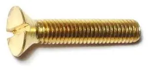MIDWEST FASTENER 61434 #10-32 x 1 in Slotted Flat Machine Screw, Plain Brass,