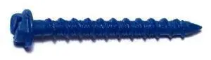 RED HEAD 08110 Tapcon Concrete Screw, 3/16" Dia., Hex, 1 3/4 in L, Steel Blue