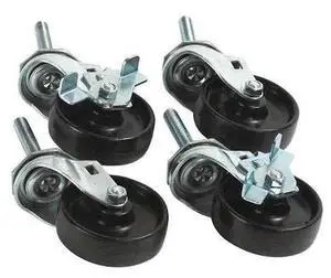 PARTNERS BRAND WS1001 Caster Set,for Carton Stands,Black, Black, Plastic/Metal,