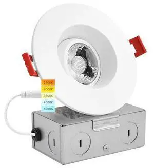 LUXRITE LR23268-1PK 3 Inch Gimbal LED Recessed Downlight 5 CCT Selectable