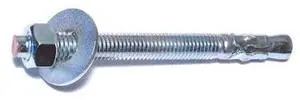 MIDWEST FASTENER 06740 Wedge Anchor, 1/2" Dia., 5-1/2" L, Steel Zinc Plated, 15