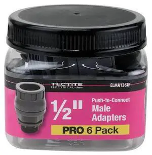 APOLLO ELMA126JR Conduit Fitting Connector, 1/2 in, Push-On, Stainless Steel