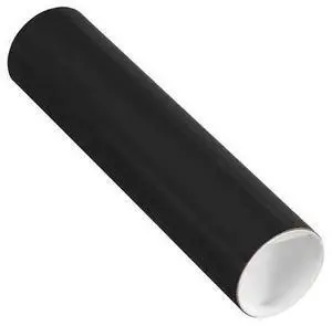 PARTNERS BRAND P3012BL Mailing Tubes with Caps, 3" x 12", Black, PK24