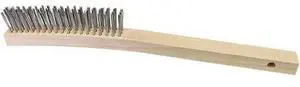 THE BRUSH MAN WS883SS Scratch Brush, 14 X 1 Wood Block, Stainless Steel Fill,