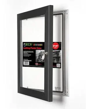 SECO LOCKINGCASE3040BL Locking Poster Case, 30" x 40", Black