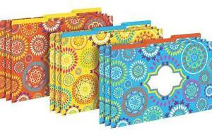 BARKER CREEK 2501 Moroccan Designer Legal-Size File Folders, Multi-Design Set,