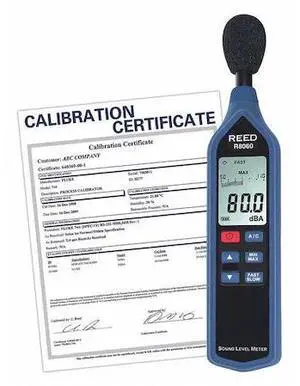 REED INSTRUMENTS R8060-NIST Sound Level Meter,Bargraph w/NIST
