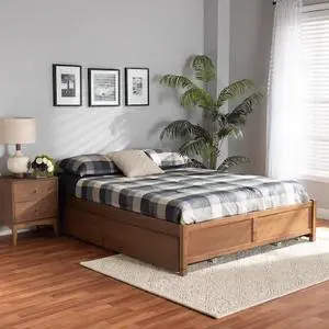 BAXTON STUDIO 196-11508-ZORO Yara ModernWalnut Brown Finished Wood Queen Size