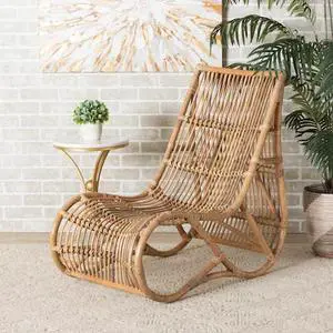 BAXTON STUDIO 217-12709-ZORO Genera Modern Bohemian Natural Rattan Lounge Chair