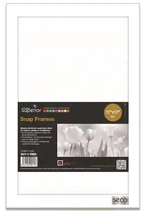 SECO SN1117WHITE Poster Snap Frame, 11" x 17", 1" Profile, White