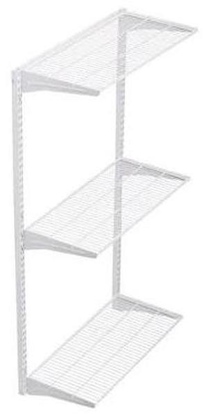 TRITON PRODUCTS 1799-WHT Wall Mount Shelving Unit W/ 3 Steel Wire Shelves &