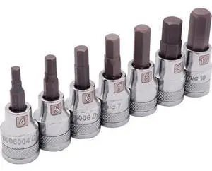 DYNAMIC D010016 Tools 3/8" Drive 7 Piece Metric, Standard Hex Socket Set, 4mm -