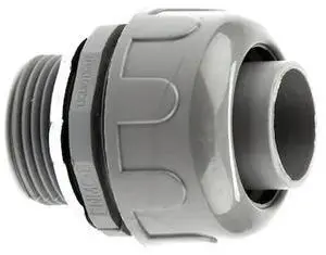 DOTTIE NLT50 Conduit Fitting Connector, 1/2 in, Threaded, PVC, PVC Coated, Gray