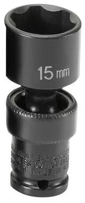GREY PNEUMATIC 915UMS 1/4" Drive, 15mm Size, Metric Socket, 6s Points,