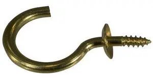 MIDWEST FASTENER 62667 25/32" x 1-1/2" Brass Cup Hooks 10PK