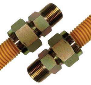 JONES STEPHENS G71404 1" OD Gas Connector, Coated with Fitting, 3/4" MIP x 3/4"