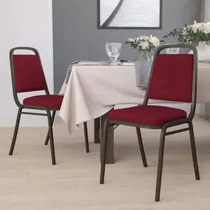 FLASH FURNITURE 4-FD-BHF-2-BY-GG Burgundy Fabric Banquet Chair,PK4