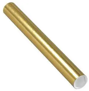 PARTNERS BRAND P2018GO Mailing Tubes with Caps, 2" x 18", Gold, PK50