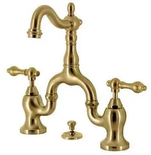 KINGSTON BRASS KS7977AL Bridge Bathroom Faucet with Brass PopUp, Brushed Brass