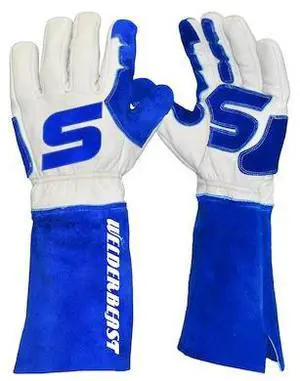 AZUSA SAFETY WSTICK Welding Gloves, Cinched Wrist Cuff, English Thumb, Buffalo,