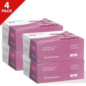 FIFTHPULSE FP-FMN100094-4A 4 pack, Disposable Gloves, Vinyl, Powder-Free, M, 50