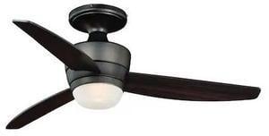 VAXCEL F0063 Adrian 44 In. Quiet Bronze Flush Ceiling Fan with LED Light Kit