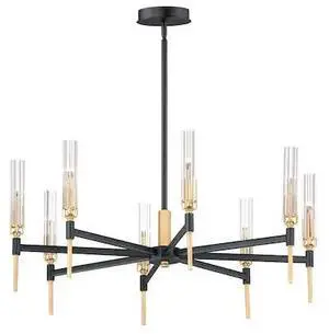 MAXIM 16128CLBKAB Flambeau 8-Light 33" Wide Black / Antique Brass Chandelier