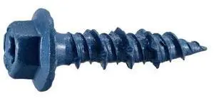 TORQUEMASTER 51778 Masonry Screw, 5/16" Dia., Hex, 1 1/4 in L, Steel Blue